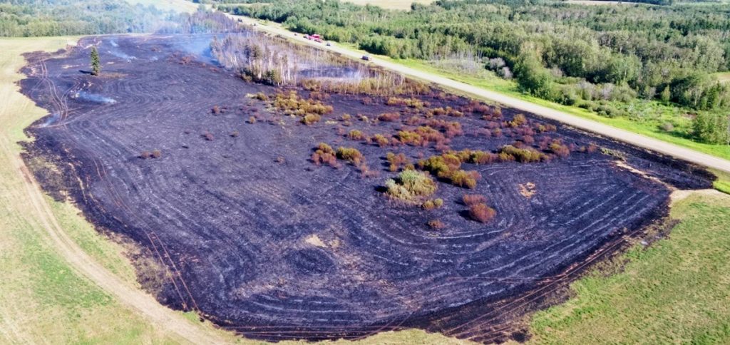 Large fire destroys five acres on Hwy. 630