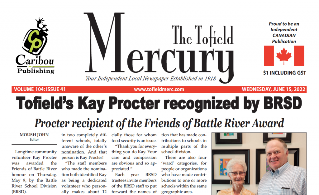 Tofield’s Kay Procter recognized for her service – on newsstands now!
