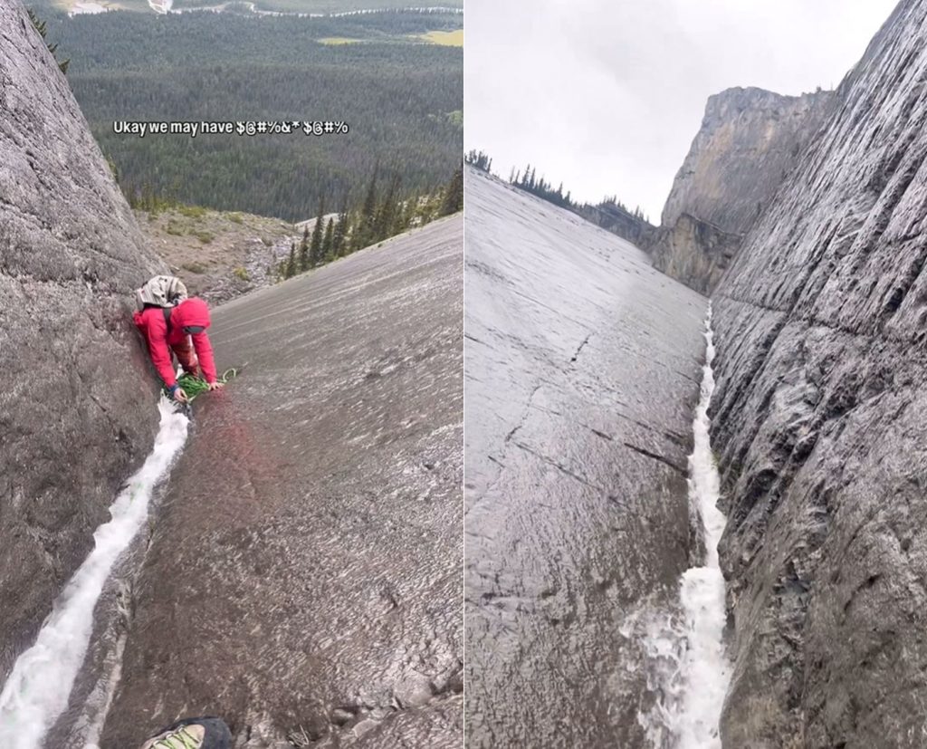 Video goes viral of rock climbing in Jasper gone wrong during rainstorm