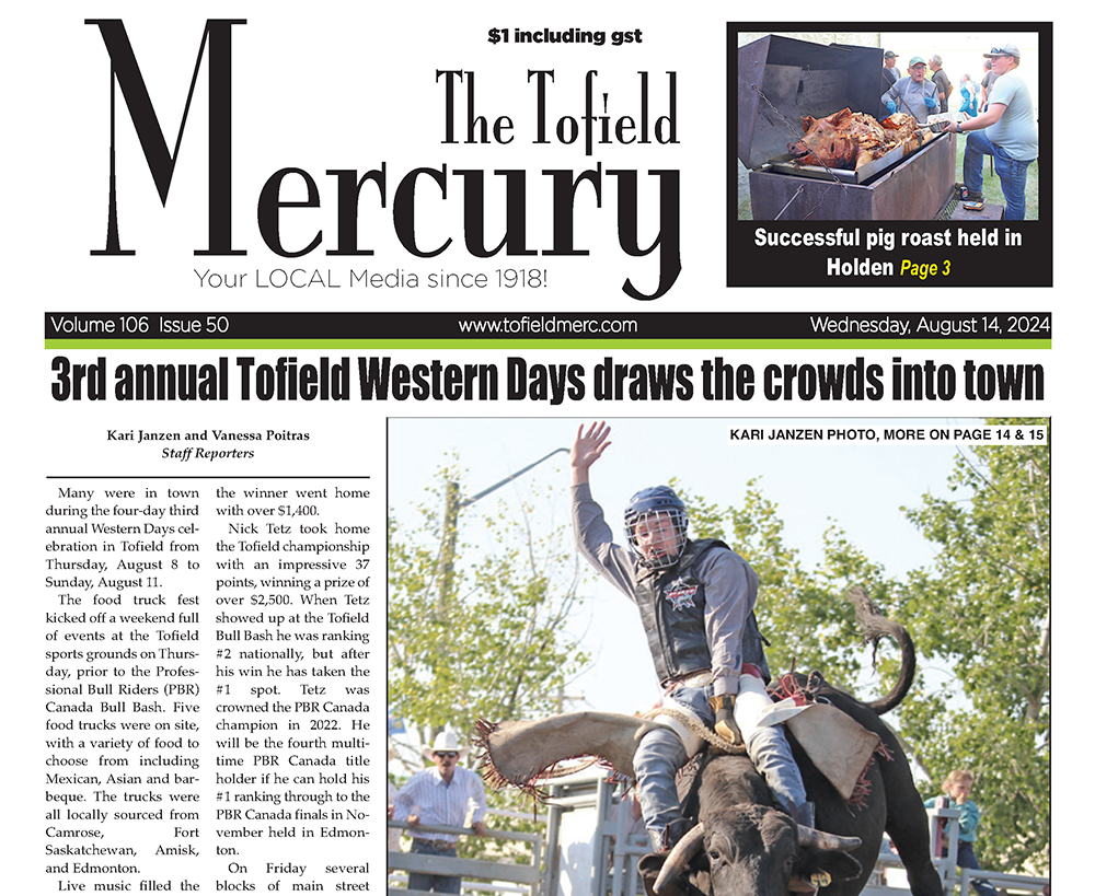 Buy the August 14 Tofield Mercury here: