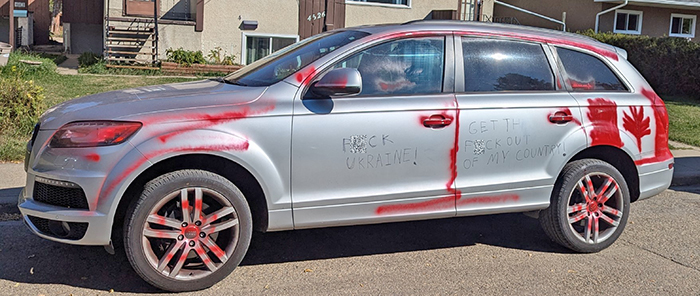 Red Deer RCMP respond to a report of hateful anti-Ukrainian vandalism to vehicle